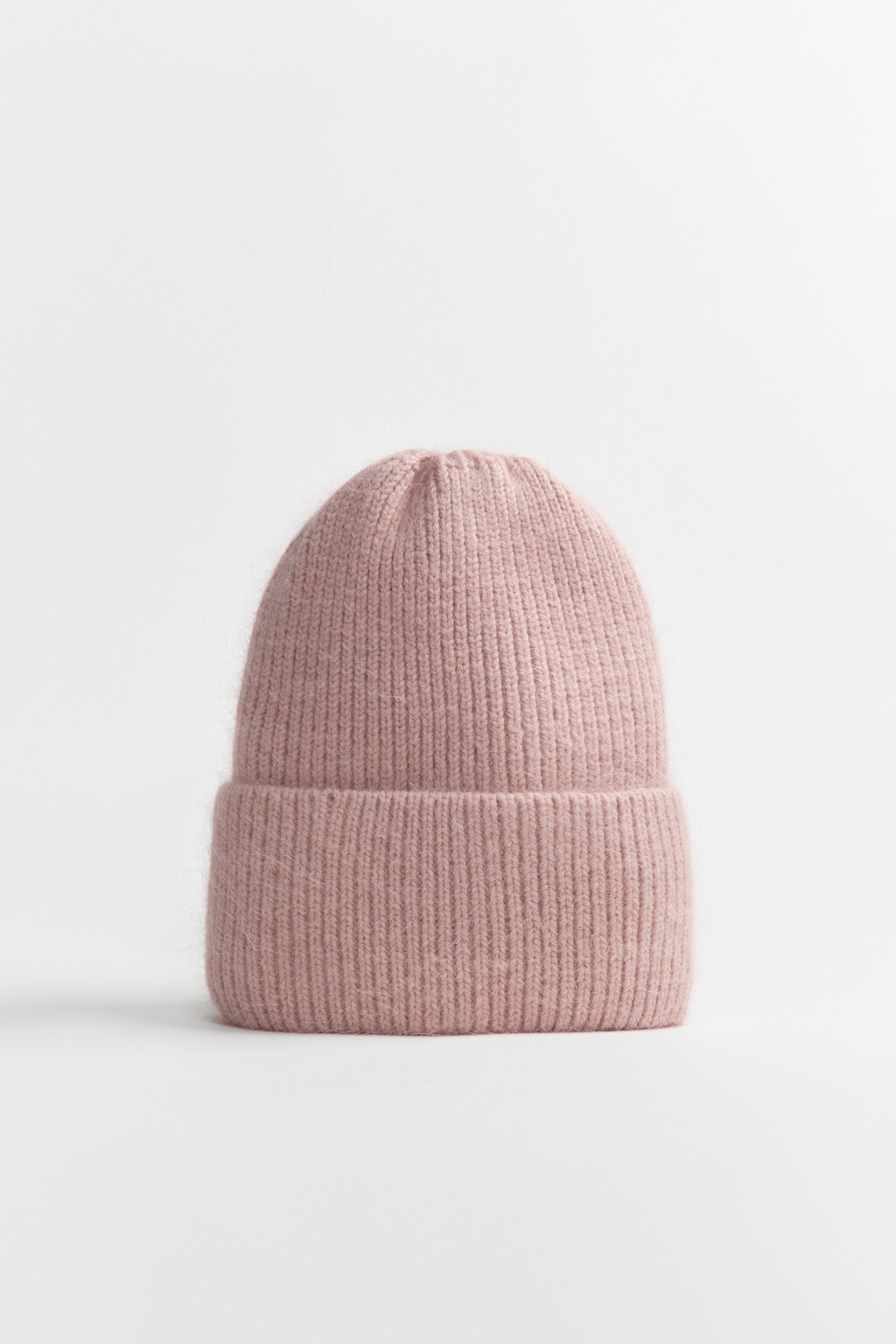 Шапка-бини с ангорской шерстью - цвет розовый - 1
