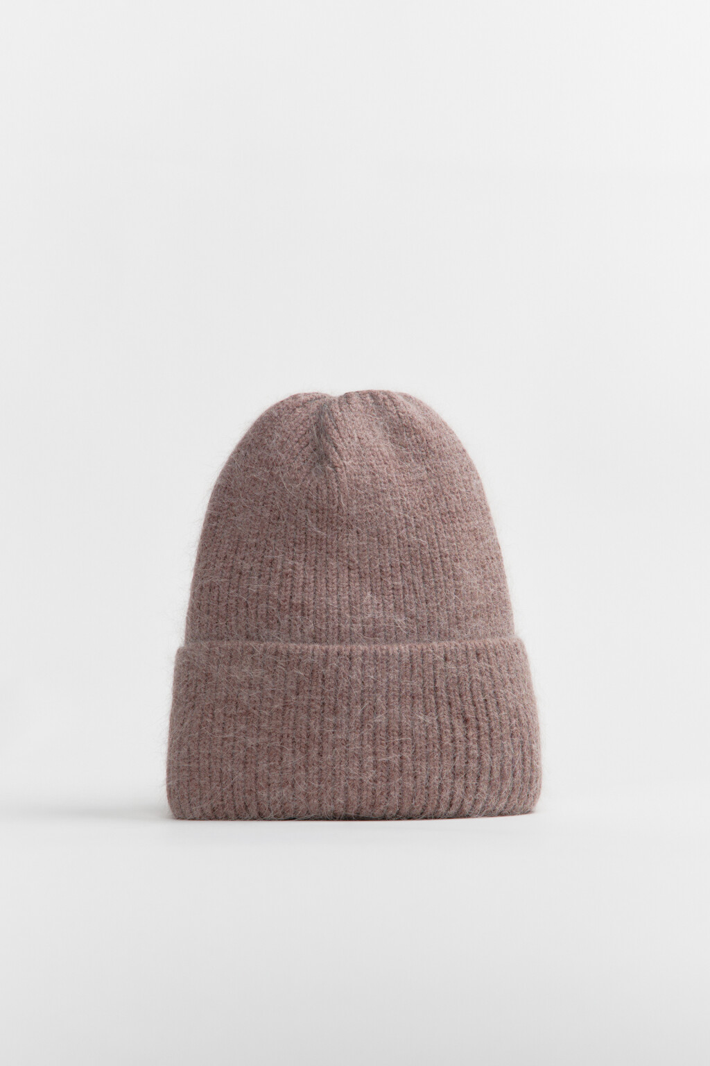 Шапка-бини с ангорской шерстью - цвет коричневый - 1