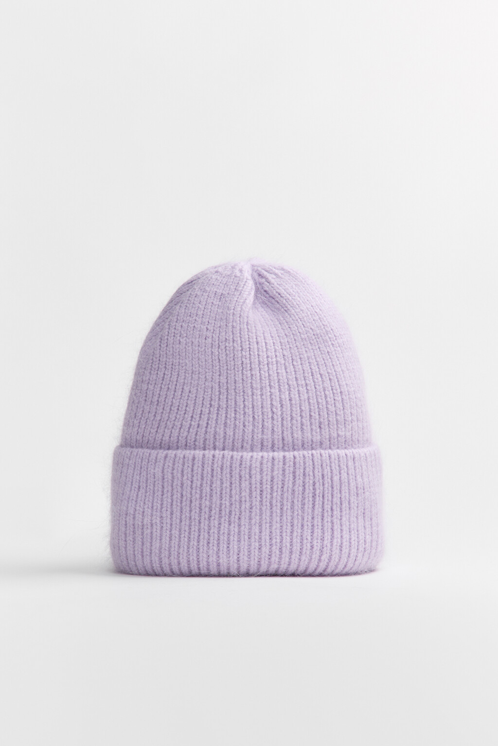 Шапка-бини с ангорской шерстью - цвет сиреневый - 1