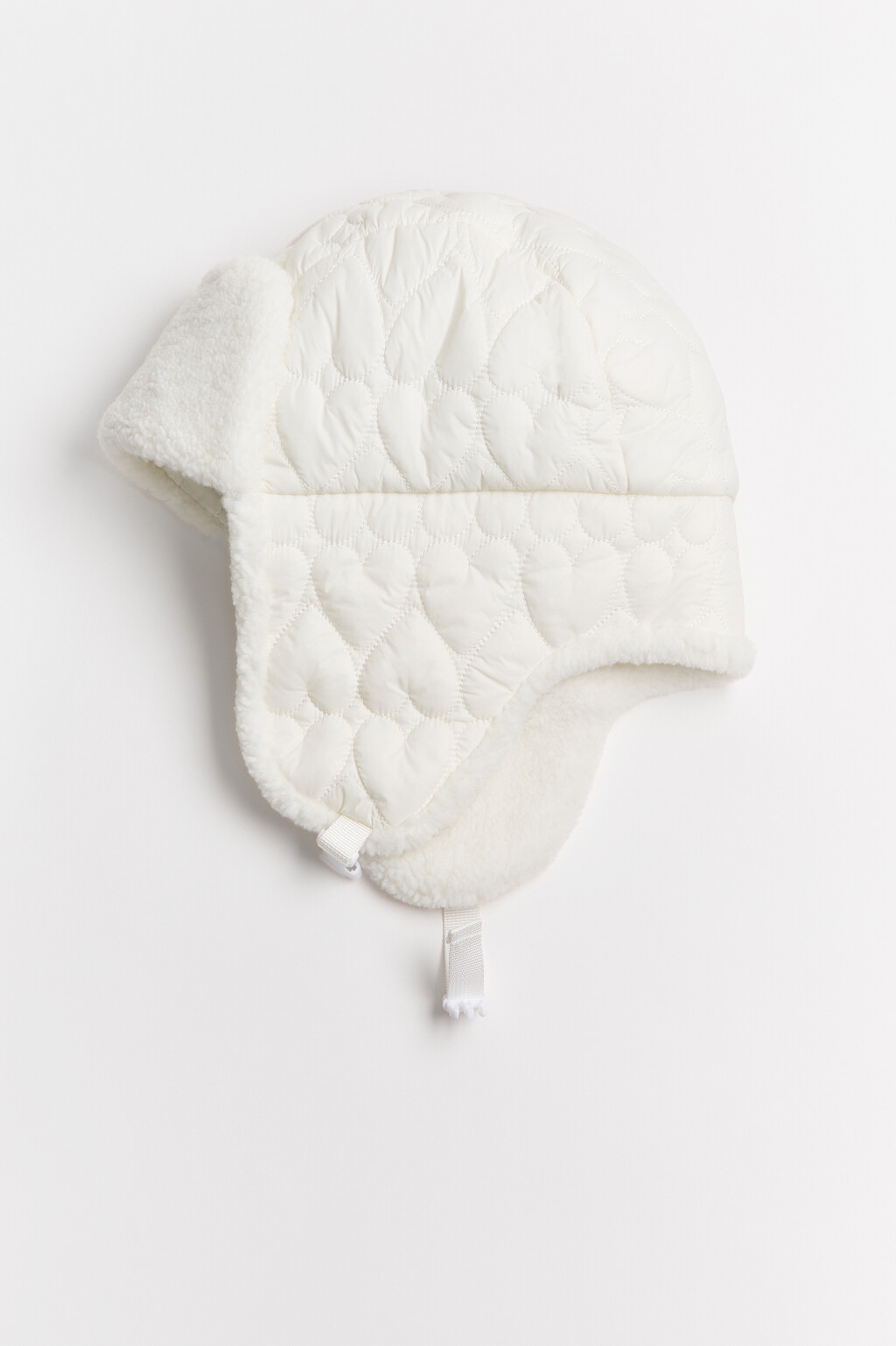 Шапка-ушанка стеганая утепленная - цвет молочный - 4