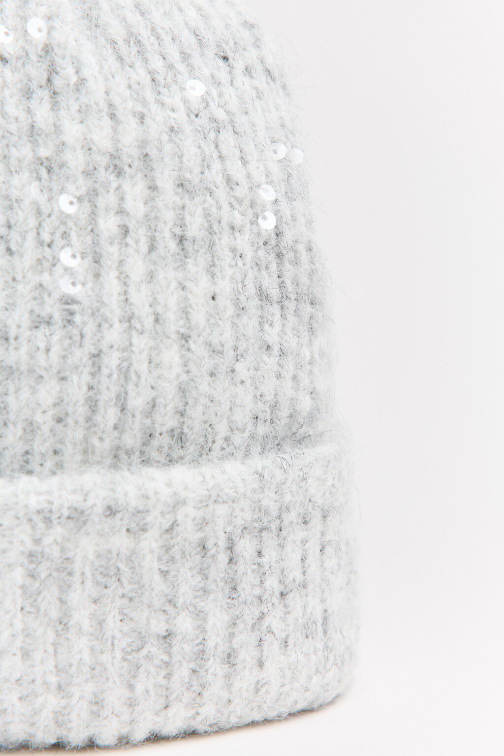 Шапка-бини вязаная с шерстью - цвет серый - 2