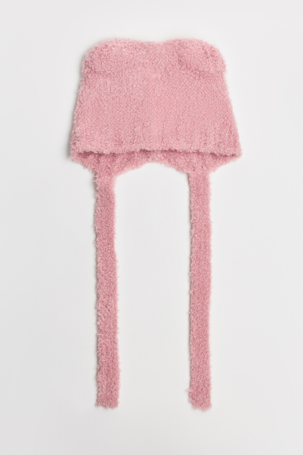 Шапка-чепчик плюшевая с завязками - цвет розовый - 2