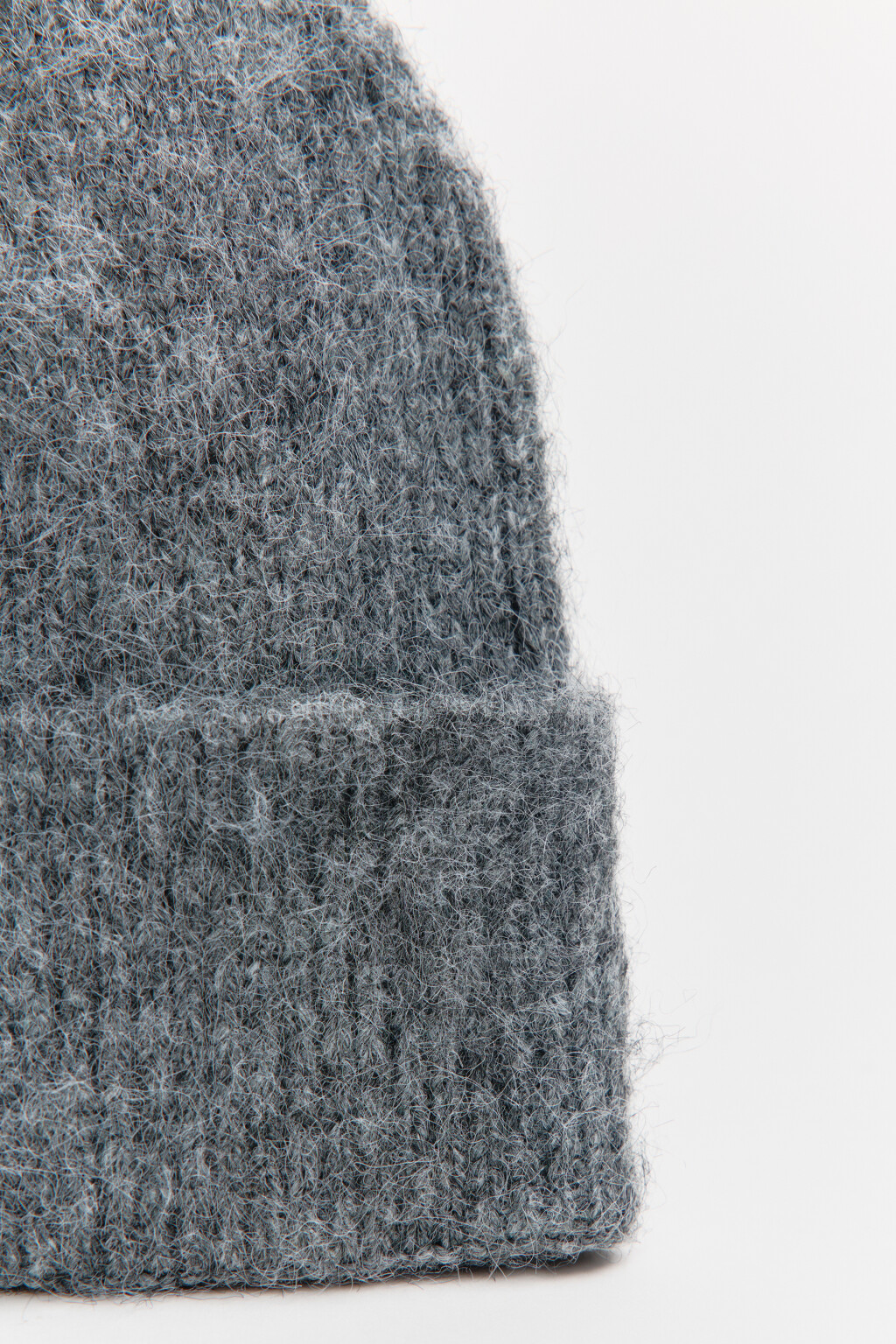 Шапка-бини вязаная с шерстью - цвет серый - 2