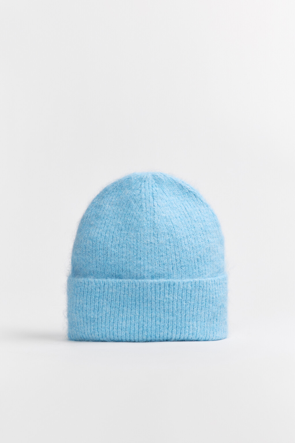 Шапка-бини вязаная с шерстью - цвет голубой - 1