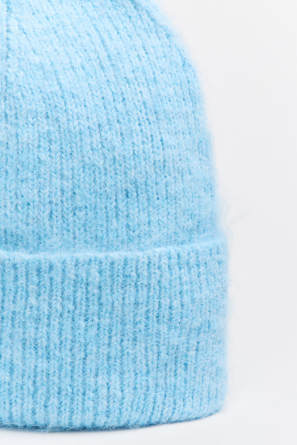 Шапка-бини вязаная с шерстью - цвет голубой - 2