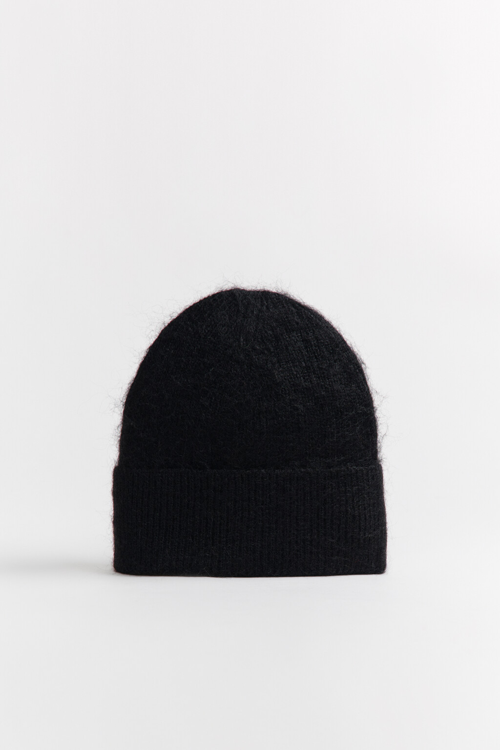 Шапка-бини вязаная с шерстью - цвет черный - 1