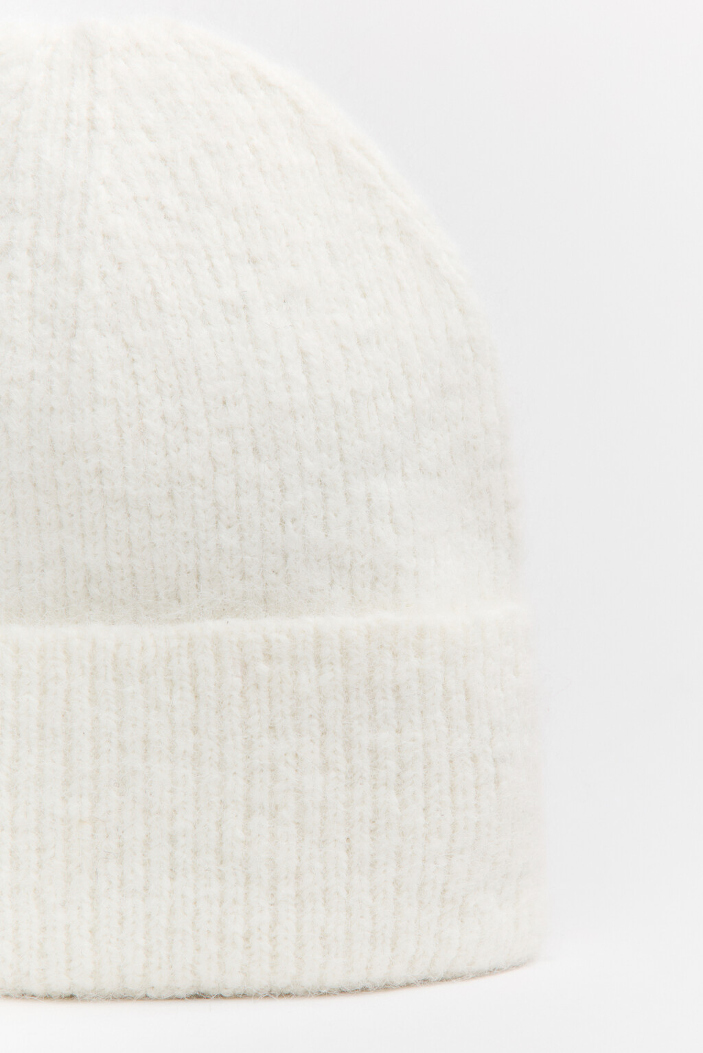 Шапка-бини вязаная с шерстью - цвет молочный - 2