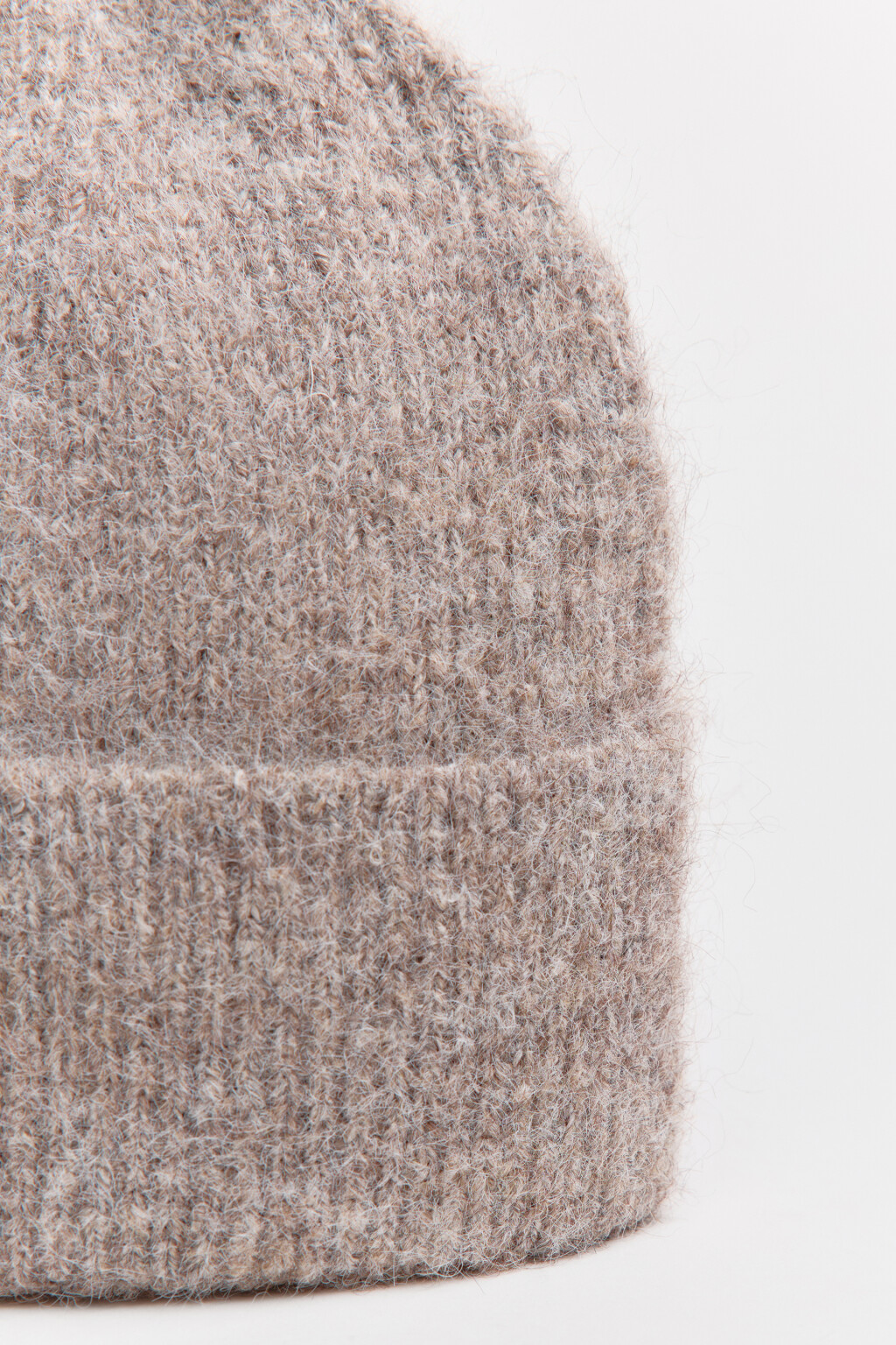 Шапка-бини вязаная с шерстью - цвет бежевый - 2