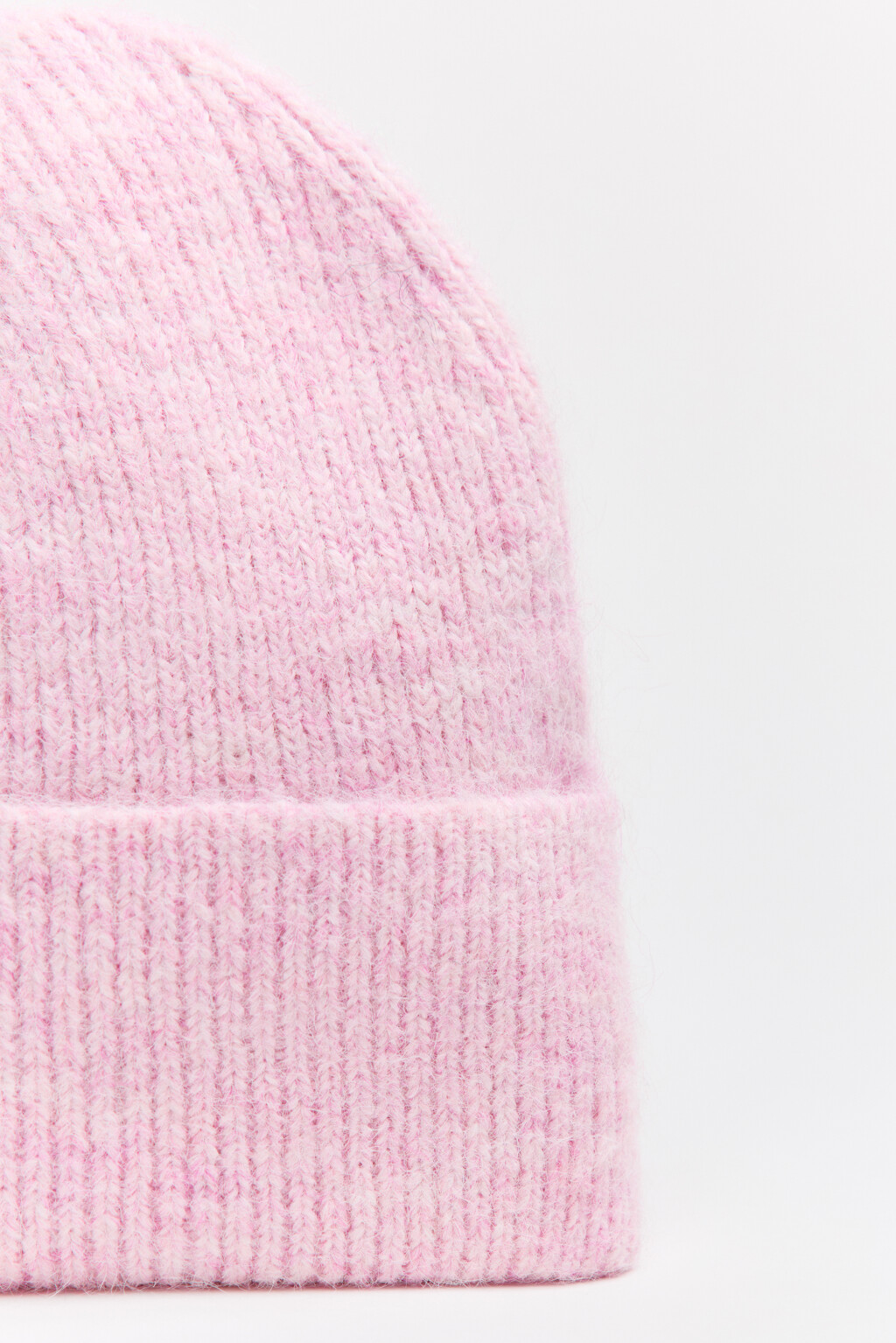 Шапка-бини вязаная с шерстью - цвет розовый - 2
