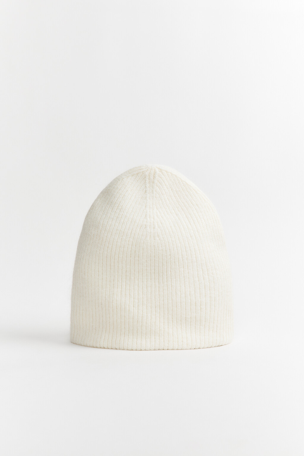 Шапка трикотажная с шерстью - цвет молочный - 3