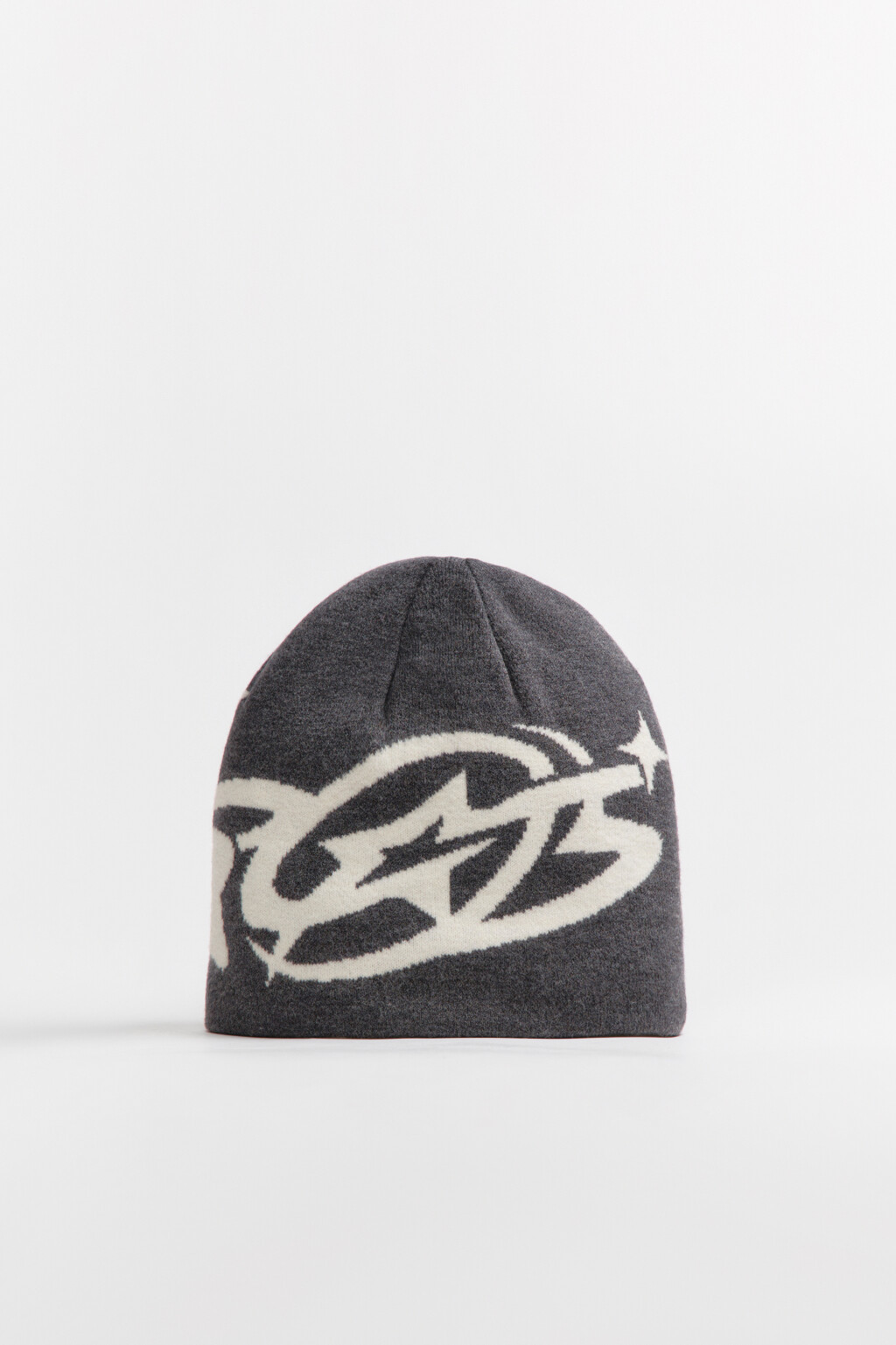 Шапка двусторонняя с принтом - цвет серый - 1