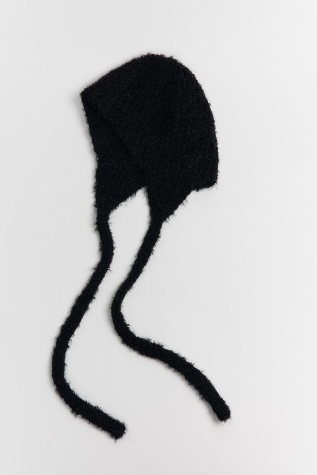 Шапка-чепчик вязаная с шерстью - цвет черный - 1