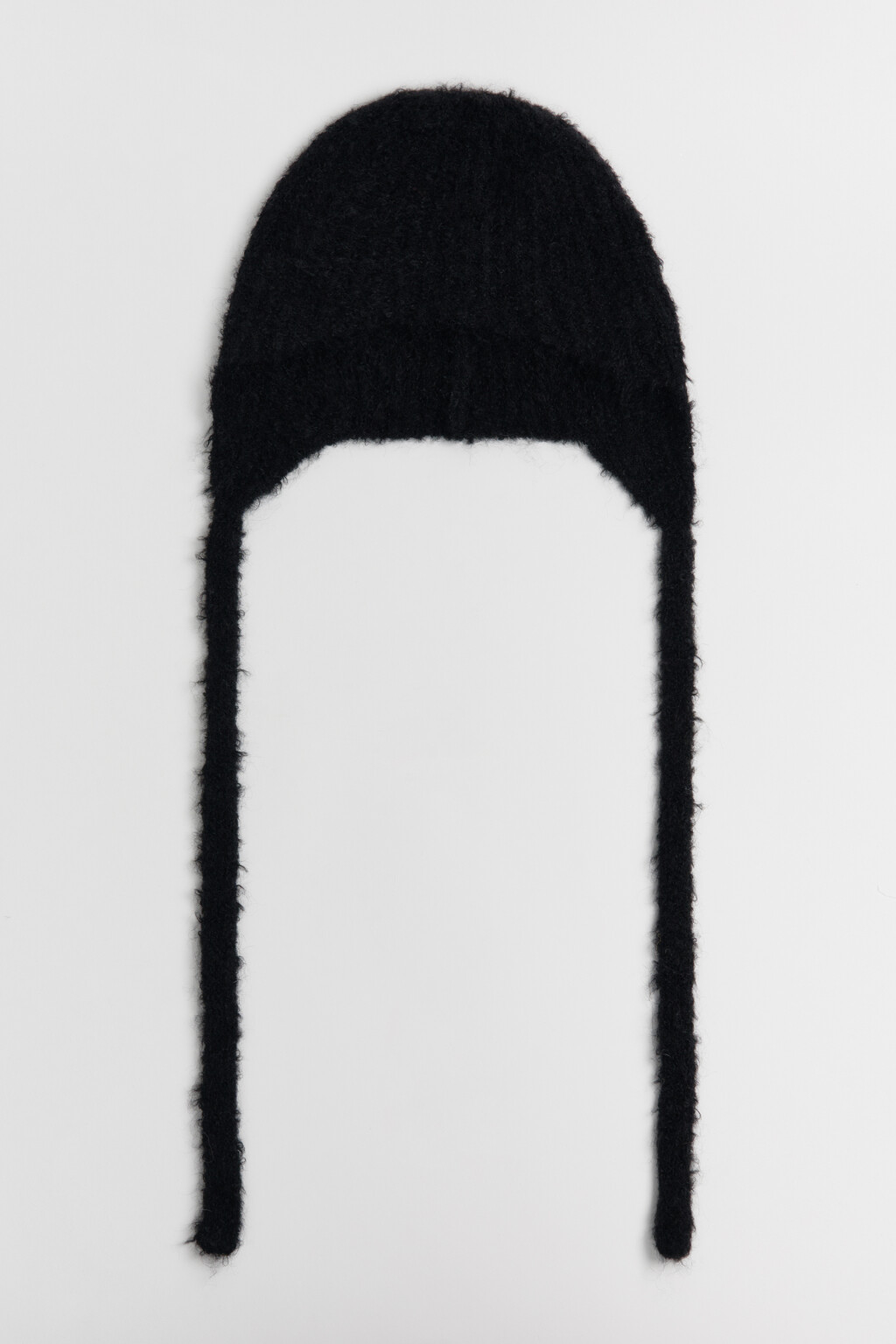 Шапка-чепчик вязаная с шерстью - цвет черный - 2