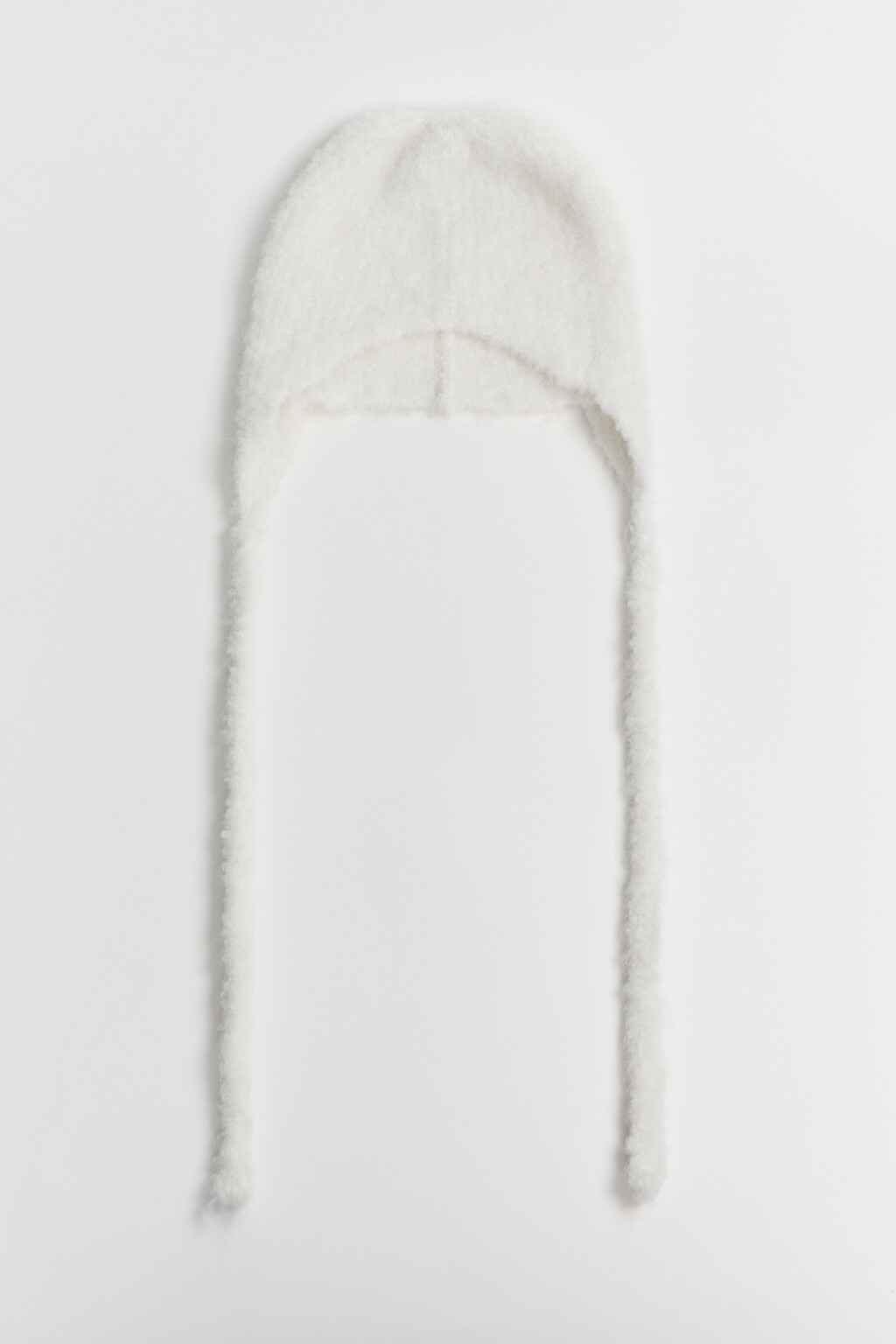 Шапка-чепчик вязаная с шерстью - цвет молочный - 2