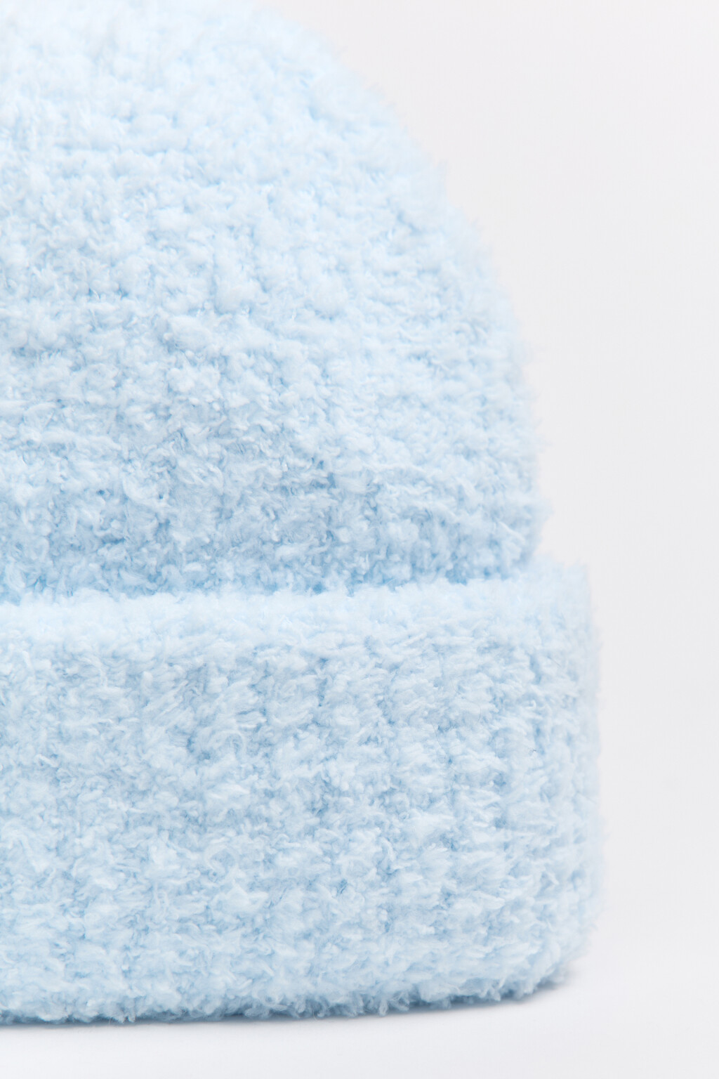 Шапка-бини махровая в рубчик - цвет голубой - 2