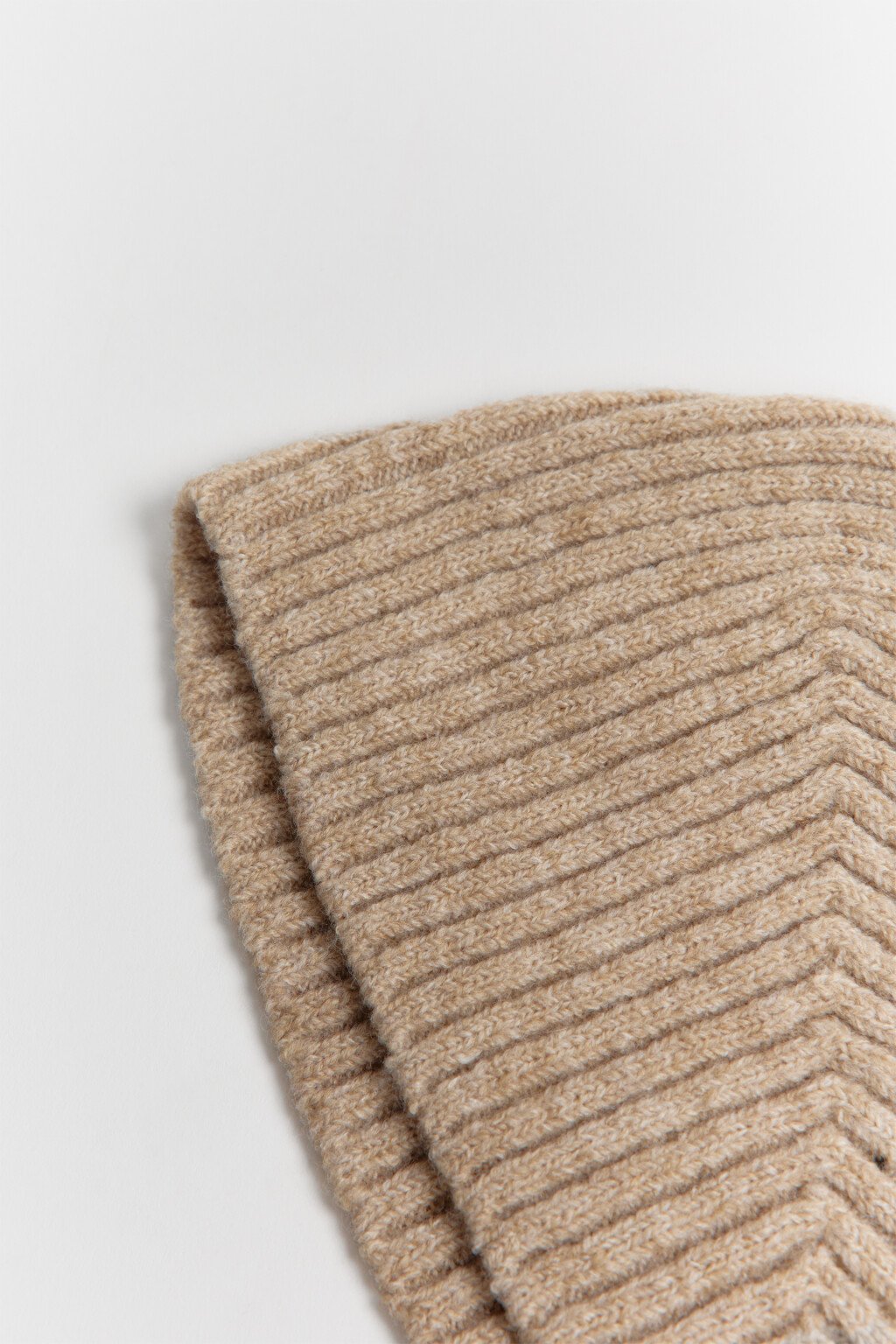 Повязка на голову широкая в рубчик - цвет бежевый - 3