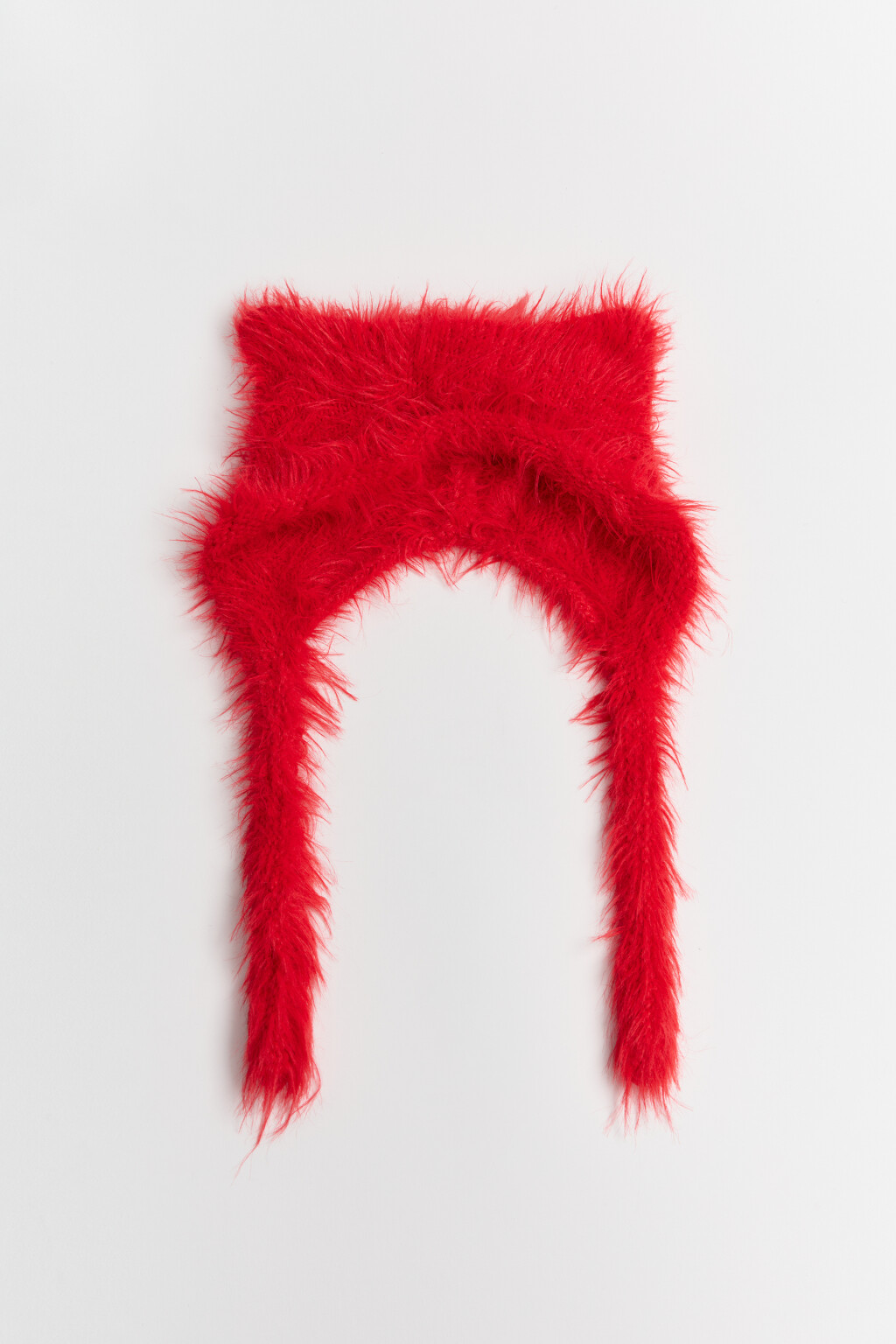 Шапка-чепчик пушистая с ушками - цвет красный - 3