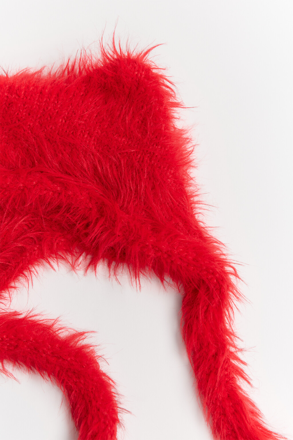 Шапка-чепчик пушистая с ушками - цвет красный - 5