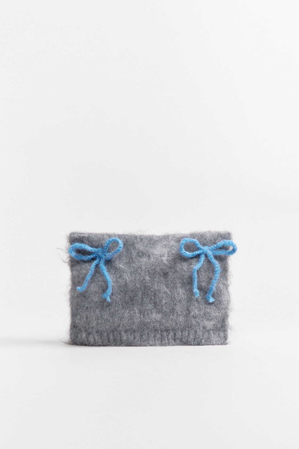 Шапка с ушками и бантиками - цвет серый - 1