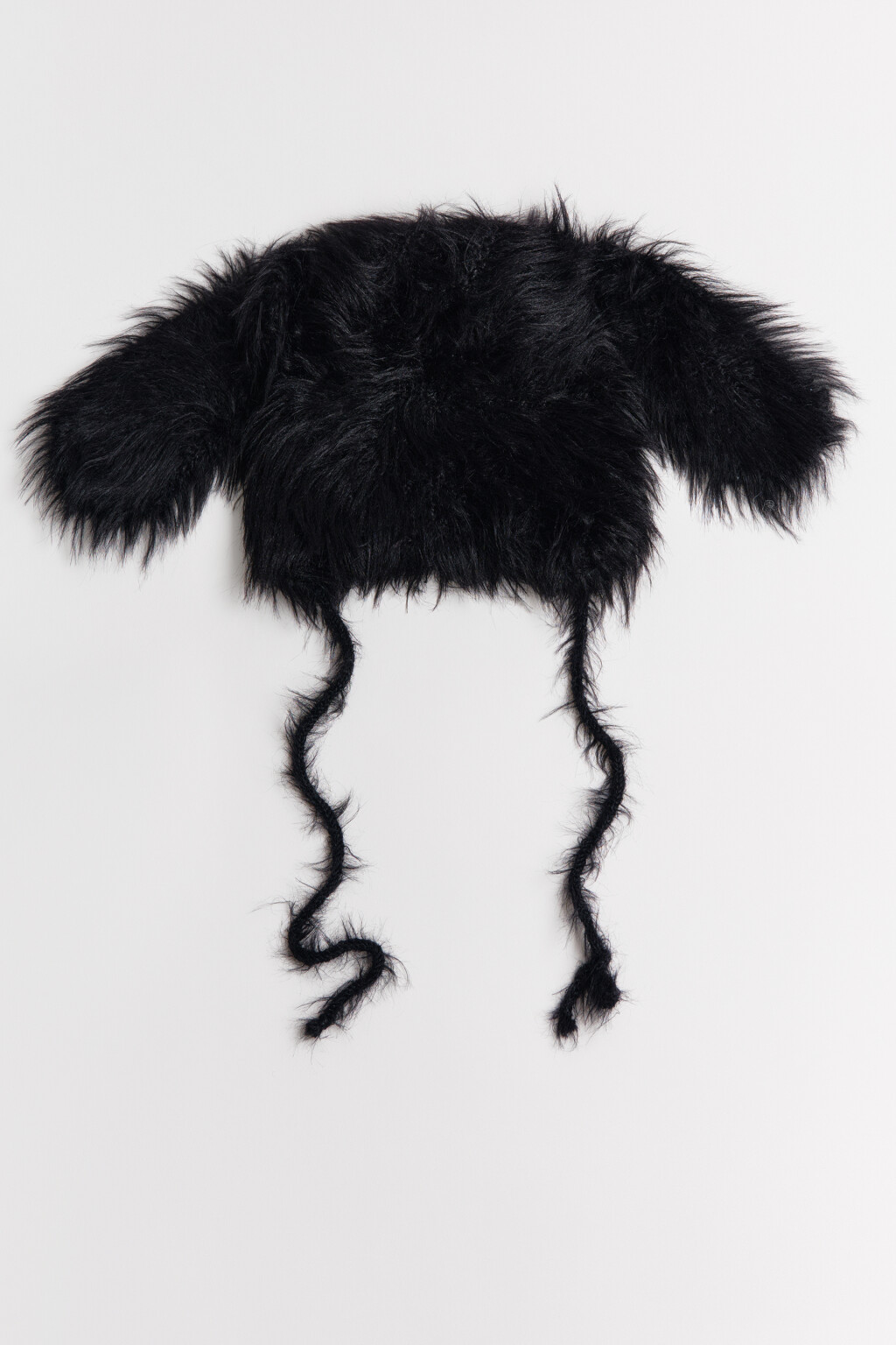 Шапка-чепчик пушистая с ушками - цвет черный - 1