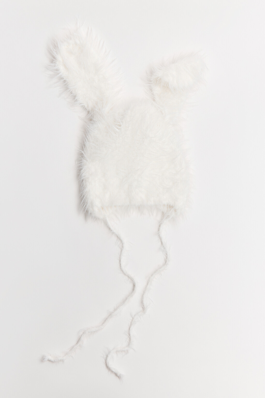 Шапка-чепчик пушистая с ушками - цвет молочный - 1