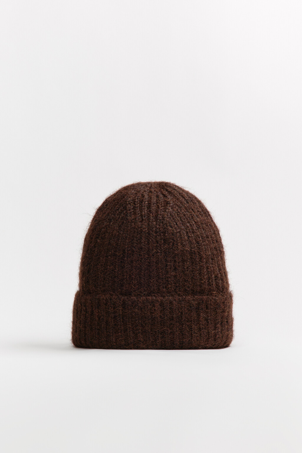 Шапка-бини вязаная с шерстью - цвет коричневый - 1