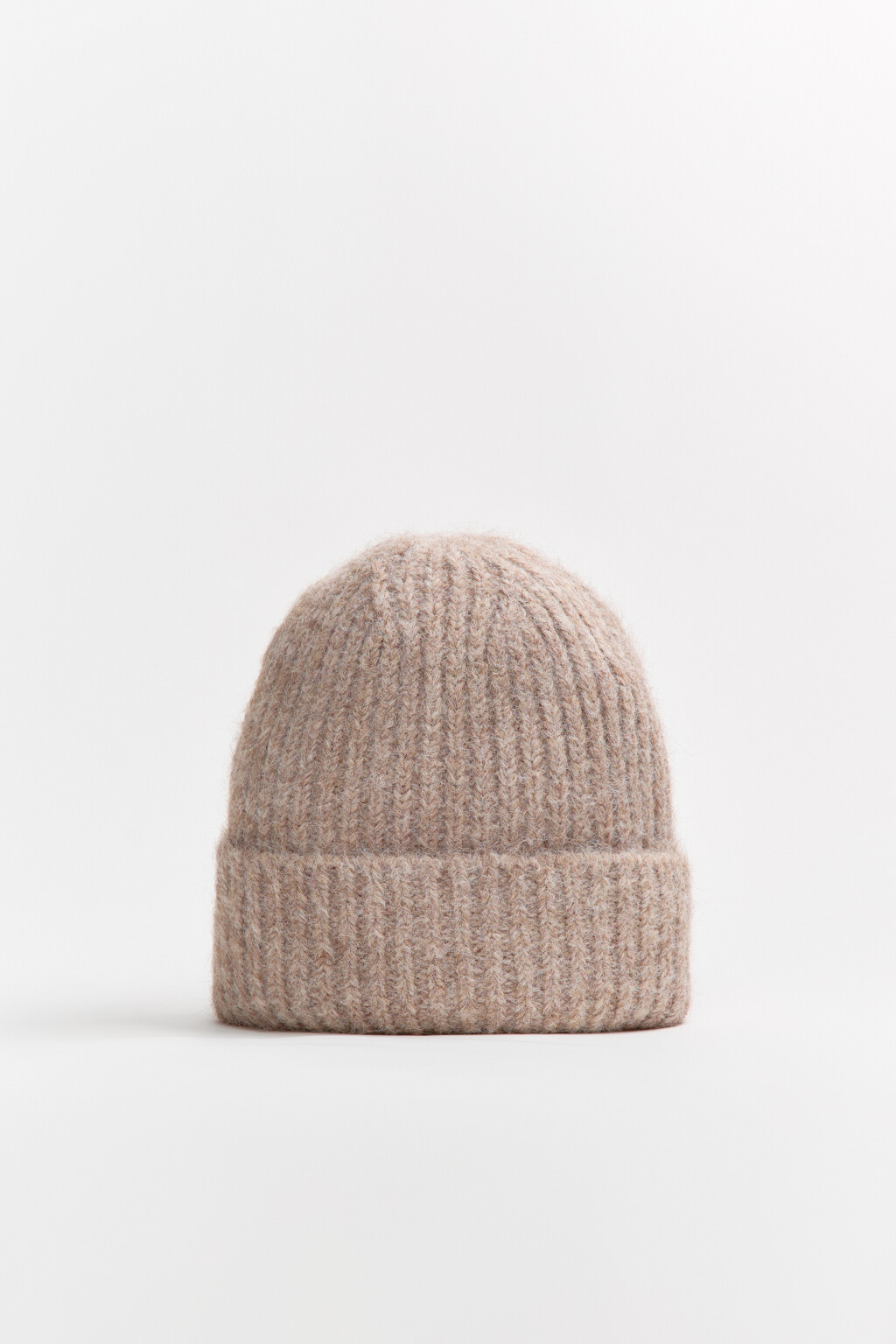 Шапка-бини вязаная с шерстью - цвет бежевый - 1