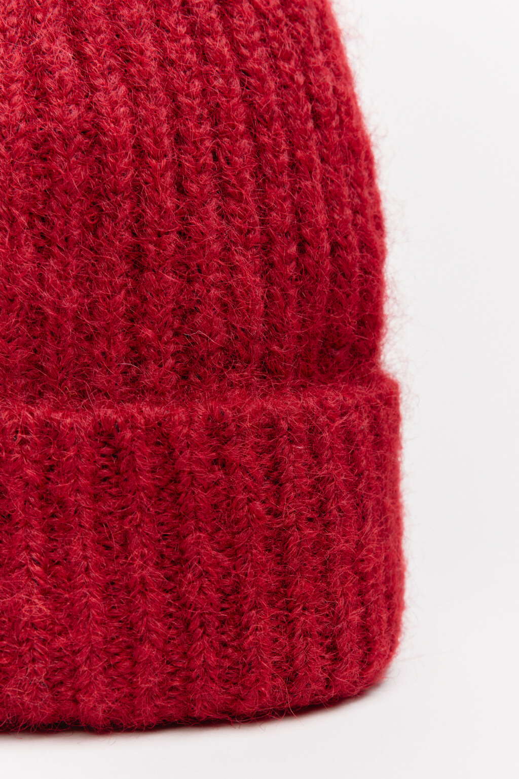Шапка-бини вязаная с шерстью - цвет красный - 2