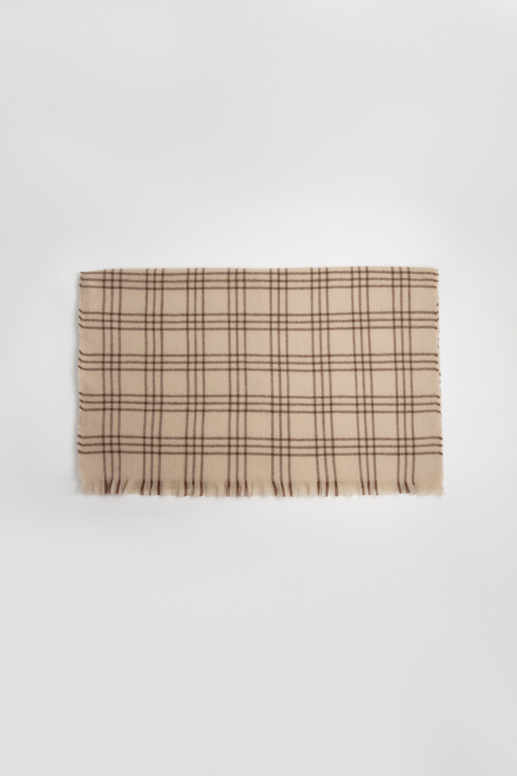 Шарф в клетку с короткой бахромой - цвет коричневый - 4