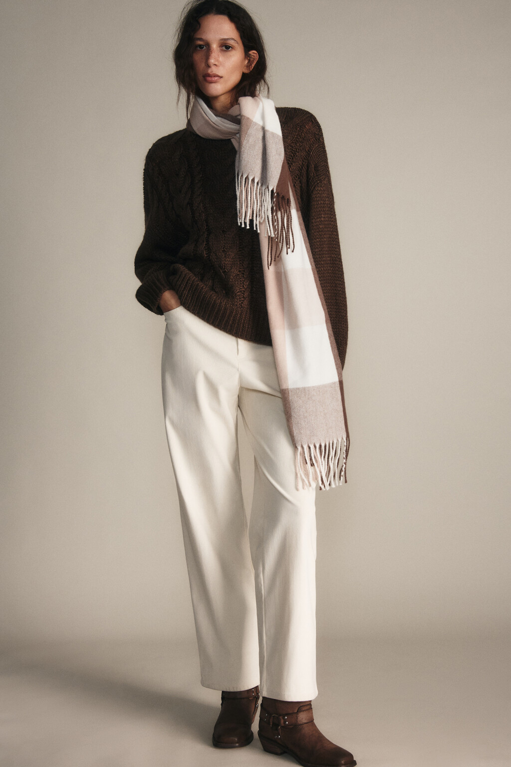 Шарф в клетку с бахромой - цвет мультиколор - 2