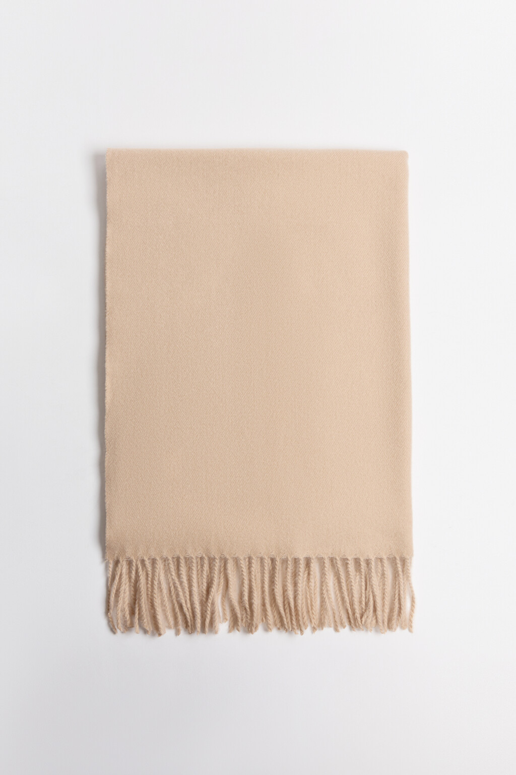 Шарф тонкий с длинной бахромой - цвет бежевый - 2