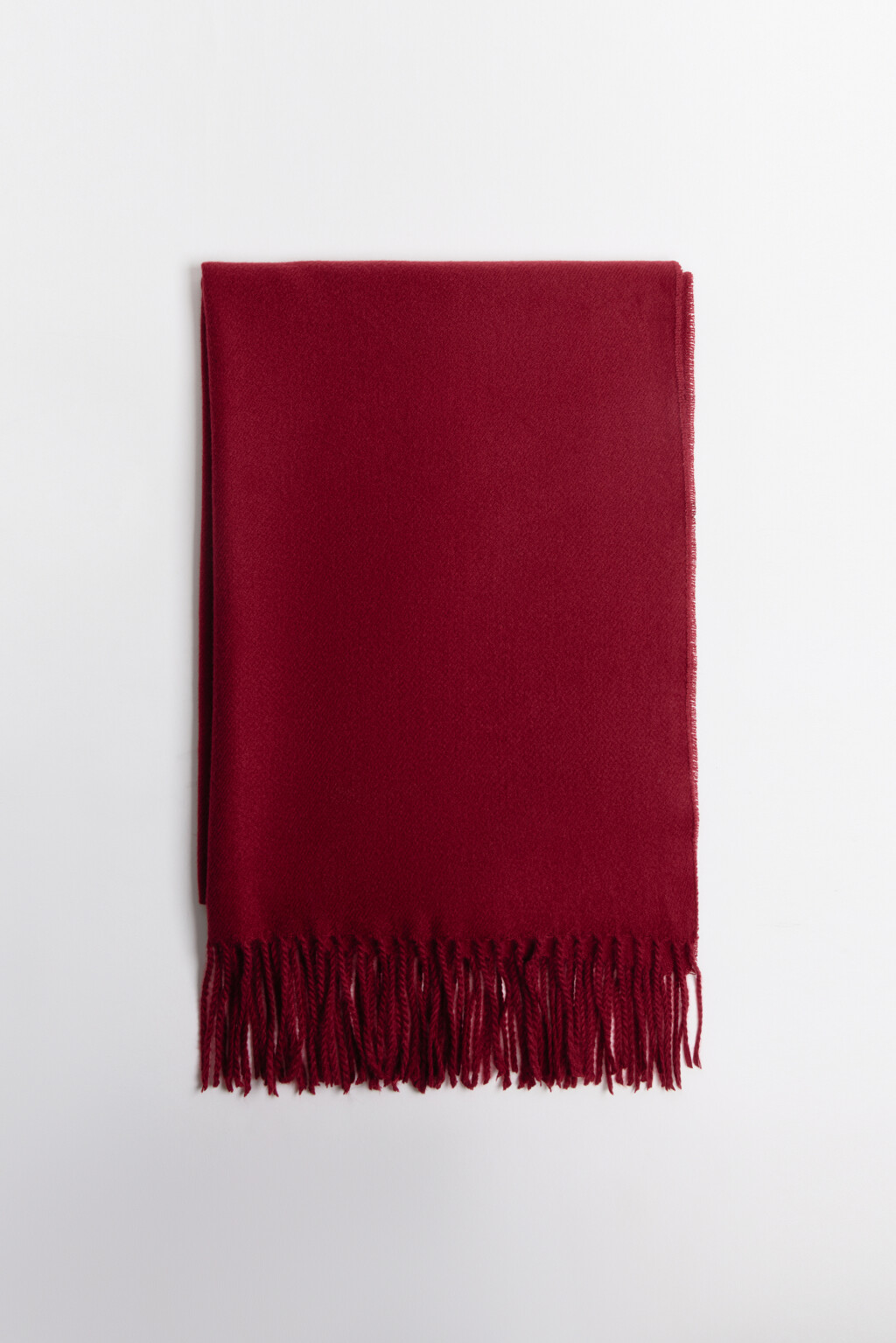 Шарф тонкий с длинной бахромой - цвет бордовый - 4