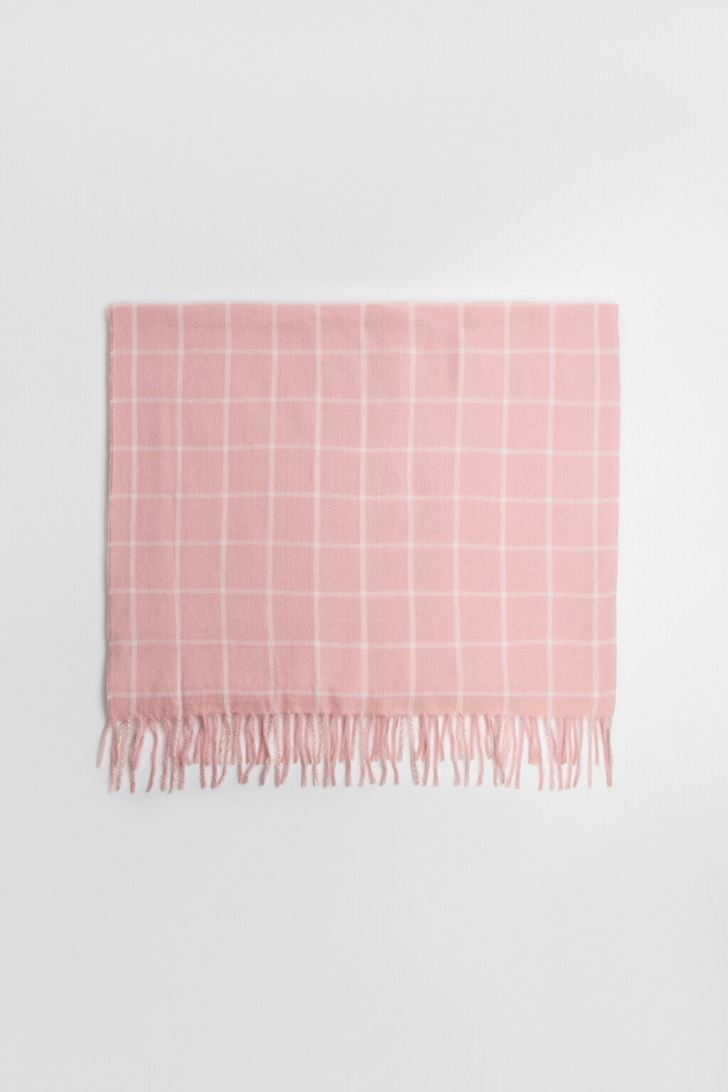Шарф в клетку с длинной бахромой - цвет розовый - 1