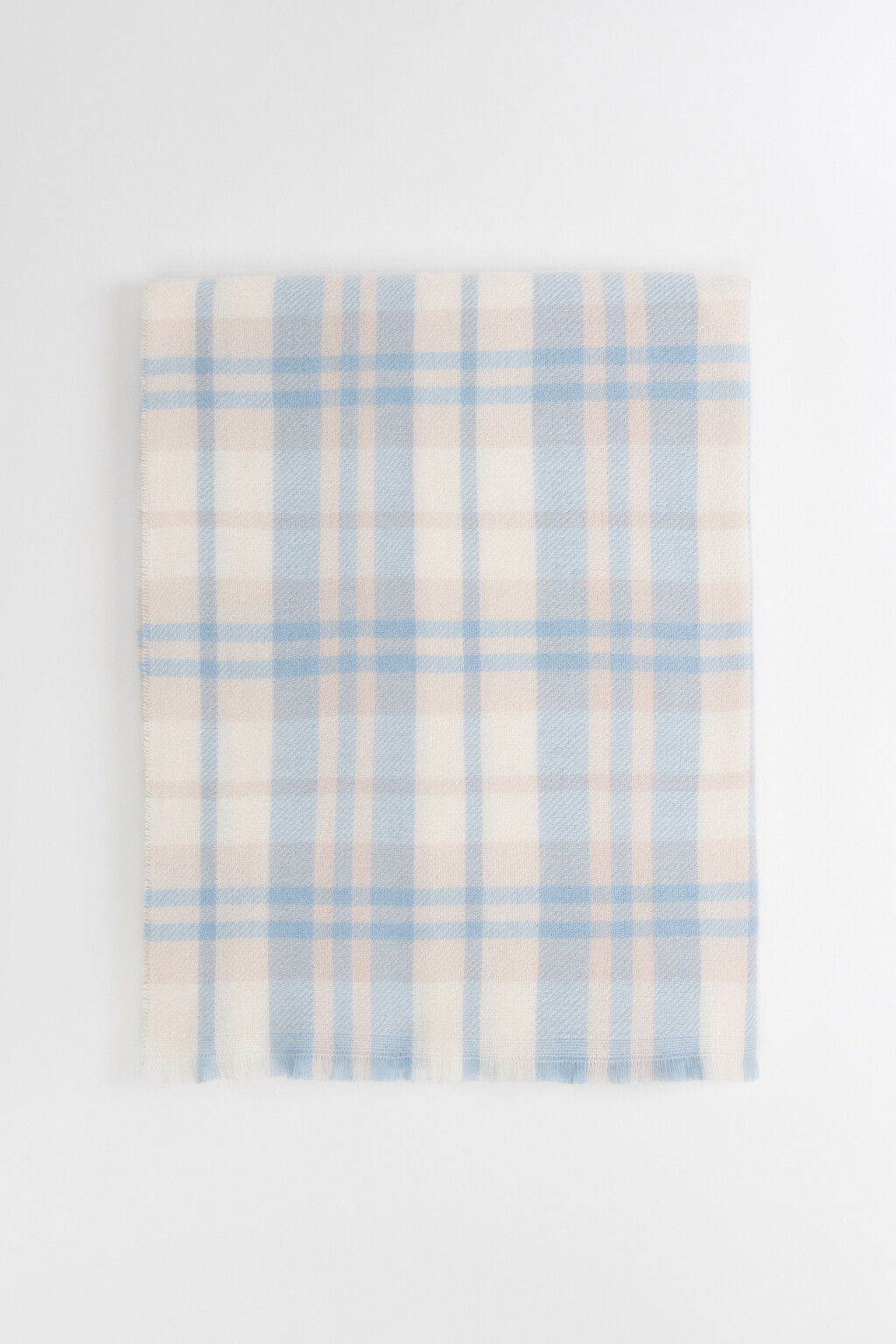 Шарф в клетку с бахромой - цвет голубой - 1