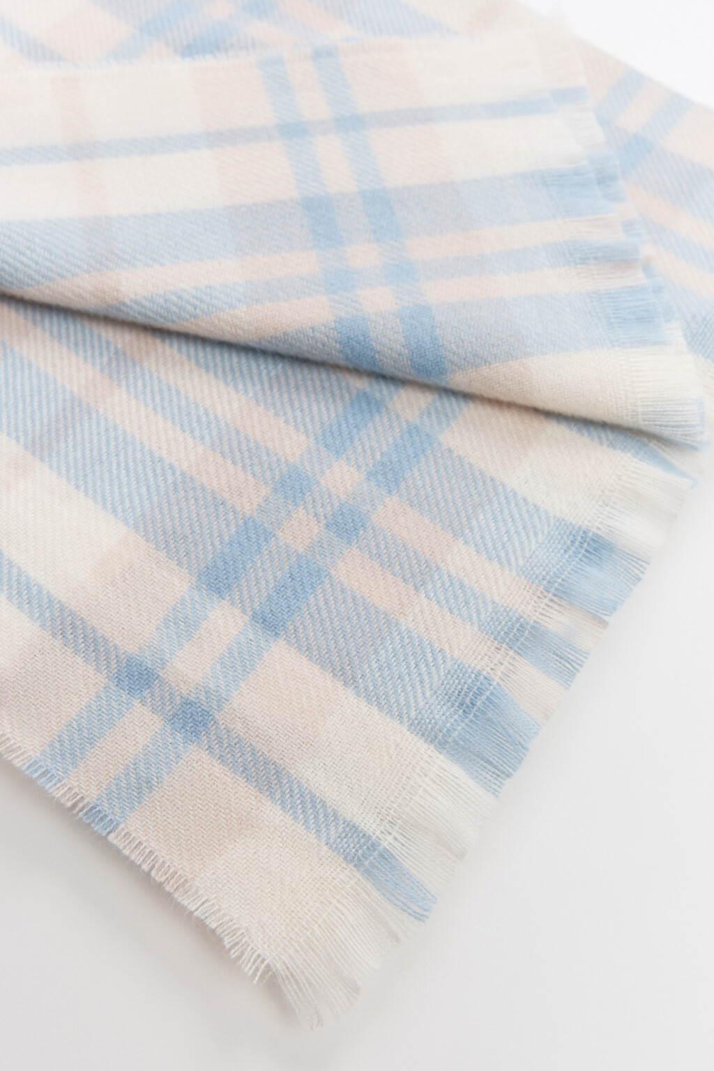 Шарф в клетку с бахромой - цвет голубой - 2