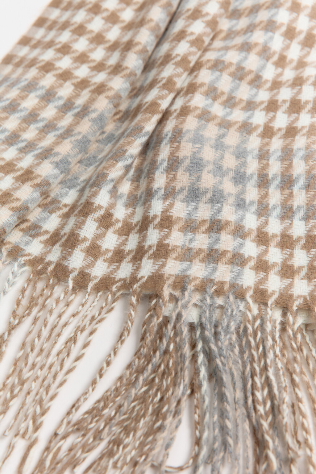 Шарф с принтом гусиная лапка - цвет бежевый - 3