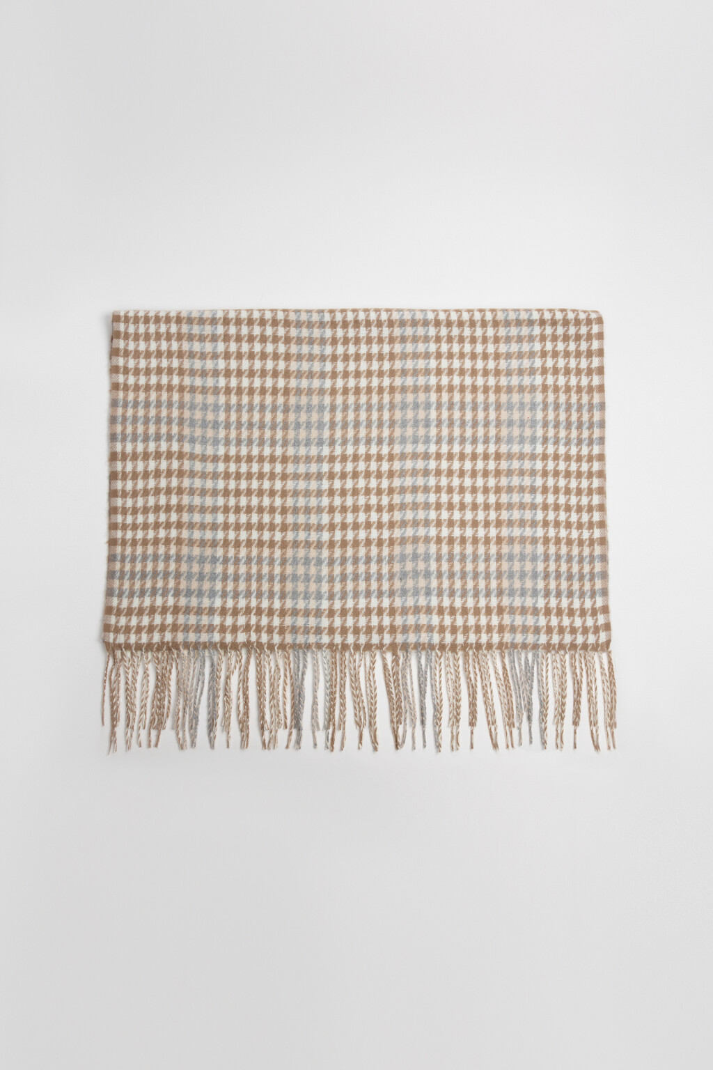 Шарф с принтом гусиная лапка - цвет бежевый - 4