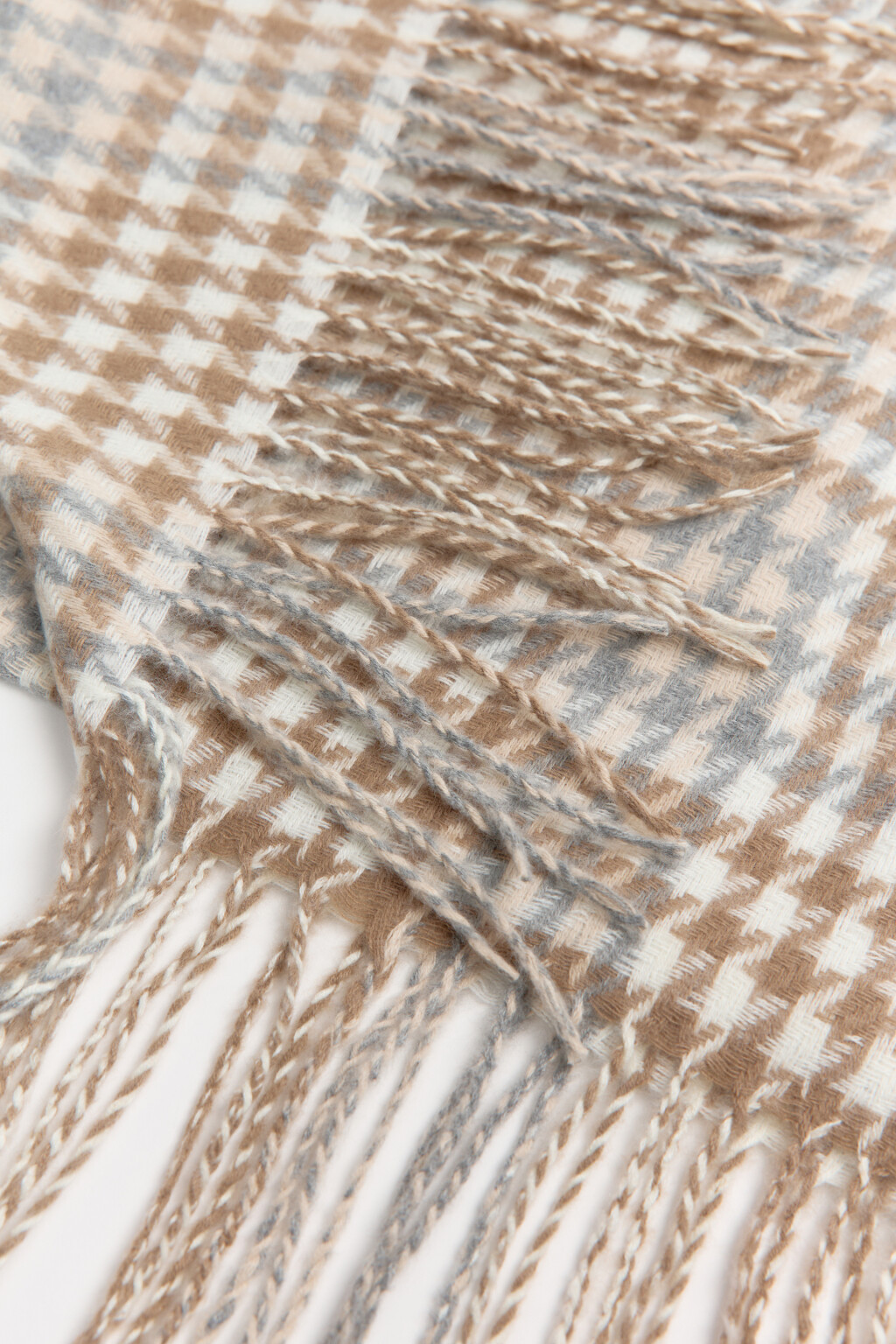 Шарф с принтом гусиная лапка - цвет бежевый - 5