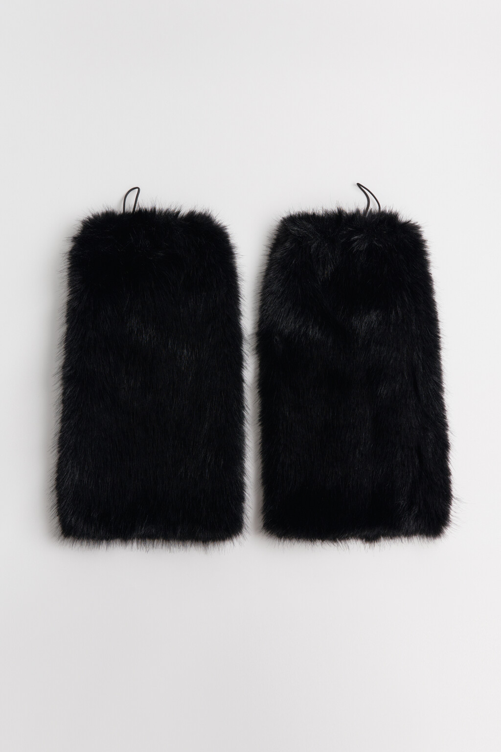 Гетры меховые с длинным ворсом - цвет черный - 1
