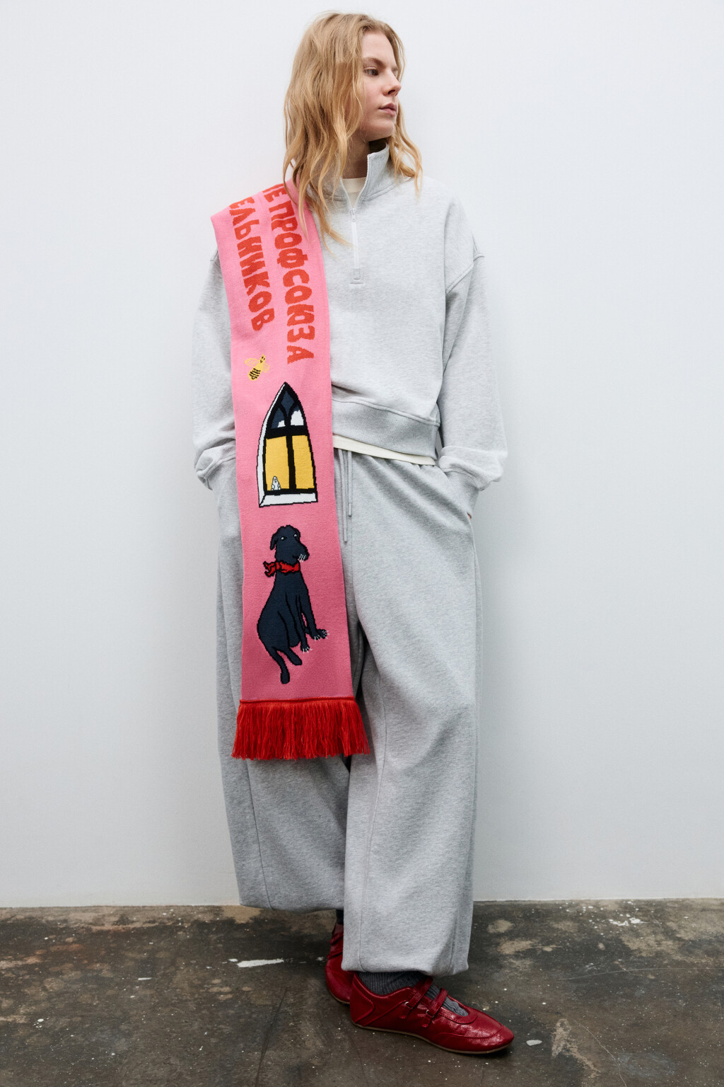 Шарф с принтом и бахромой - цвет мультиколор - 2