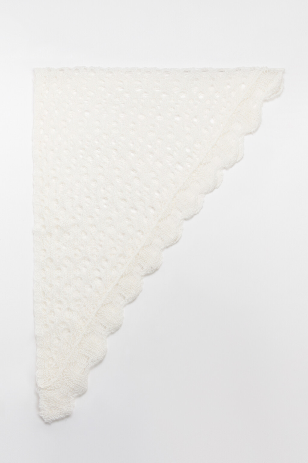 Косынка вязаная ажурная - цвет молочный - 3