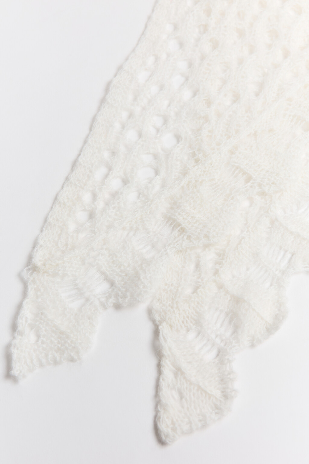 Косынка вязаная ажурная - цвет молочный - 4