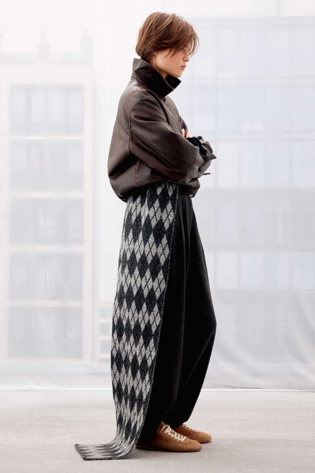 Шарф с принтом аргайл - цвет серый - 1