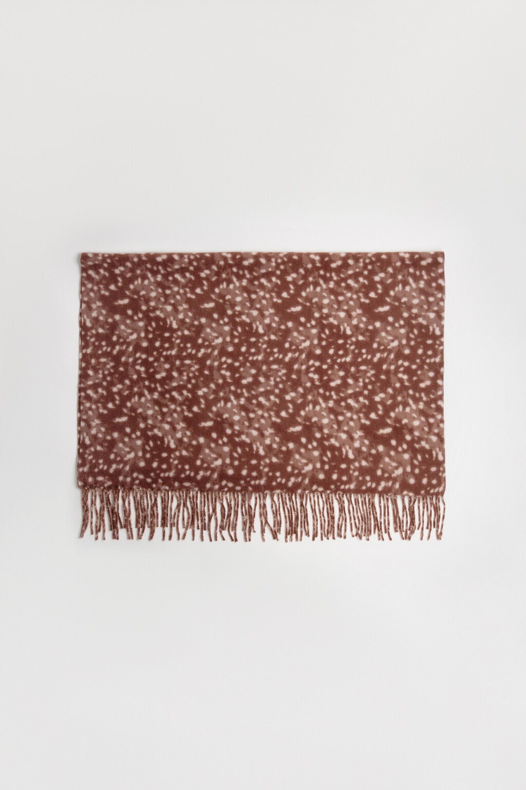 Шарф тонкий с принтом и бахромой - цвет коричневый - 5