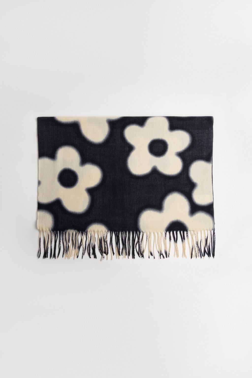 Шарф тонкий с принтом и бахромой - цвет бежевый - 2