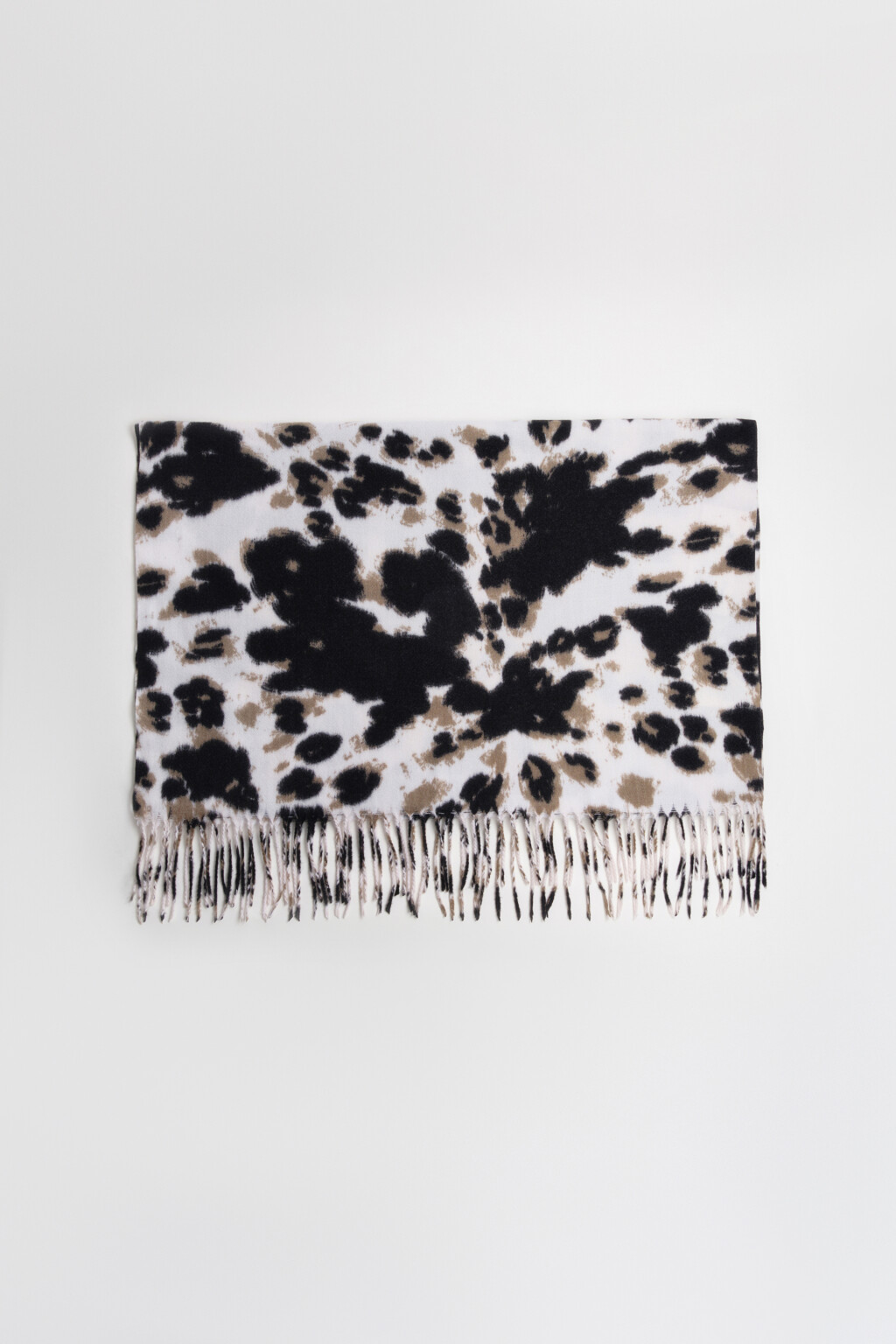 Шарф тонкий с принтом и бахромой - цвет белый - 2