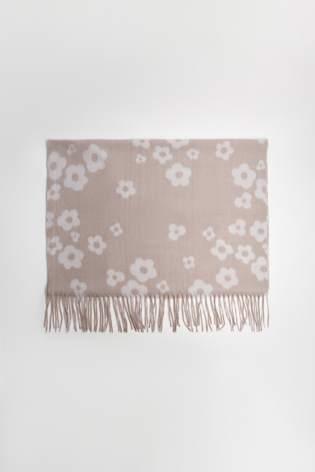 Шарф тонкий с принтом и бахромой - цвет коричневый - 2