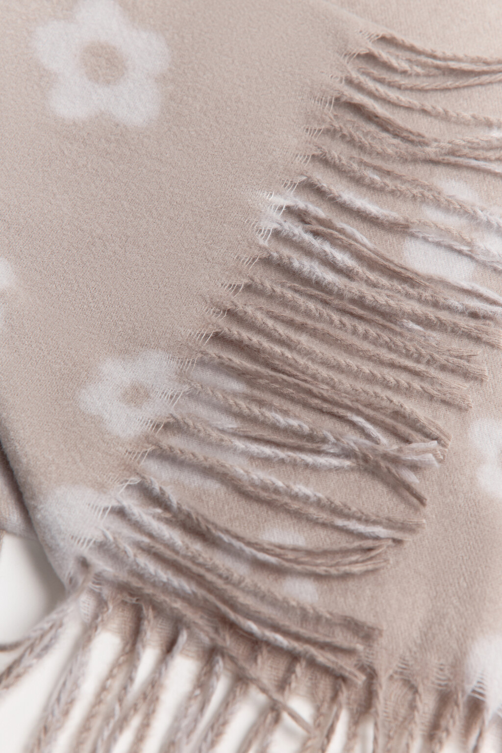 Шарф тонкий с принтом и бахромой - цвет коричневый - 3