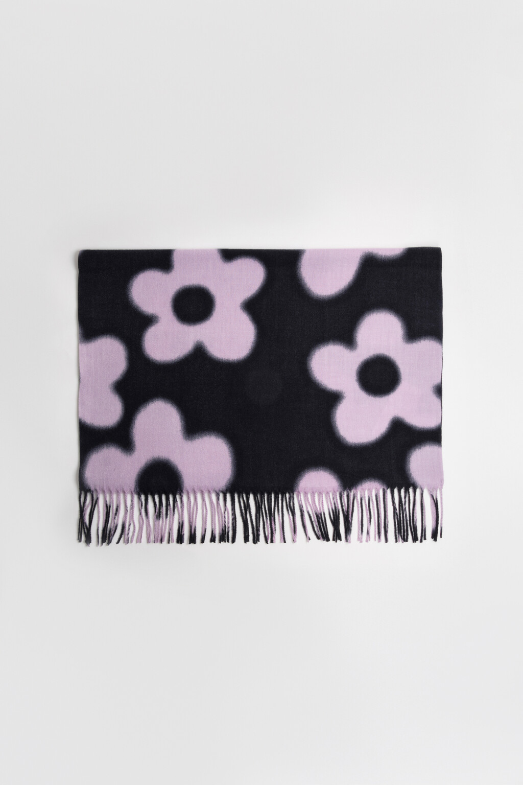 Шарф тонкий с принтом и бахромой - цвет розовый - 2