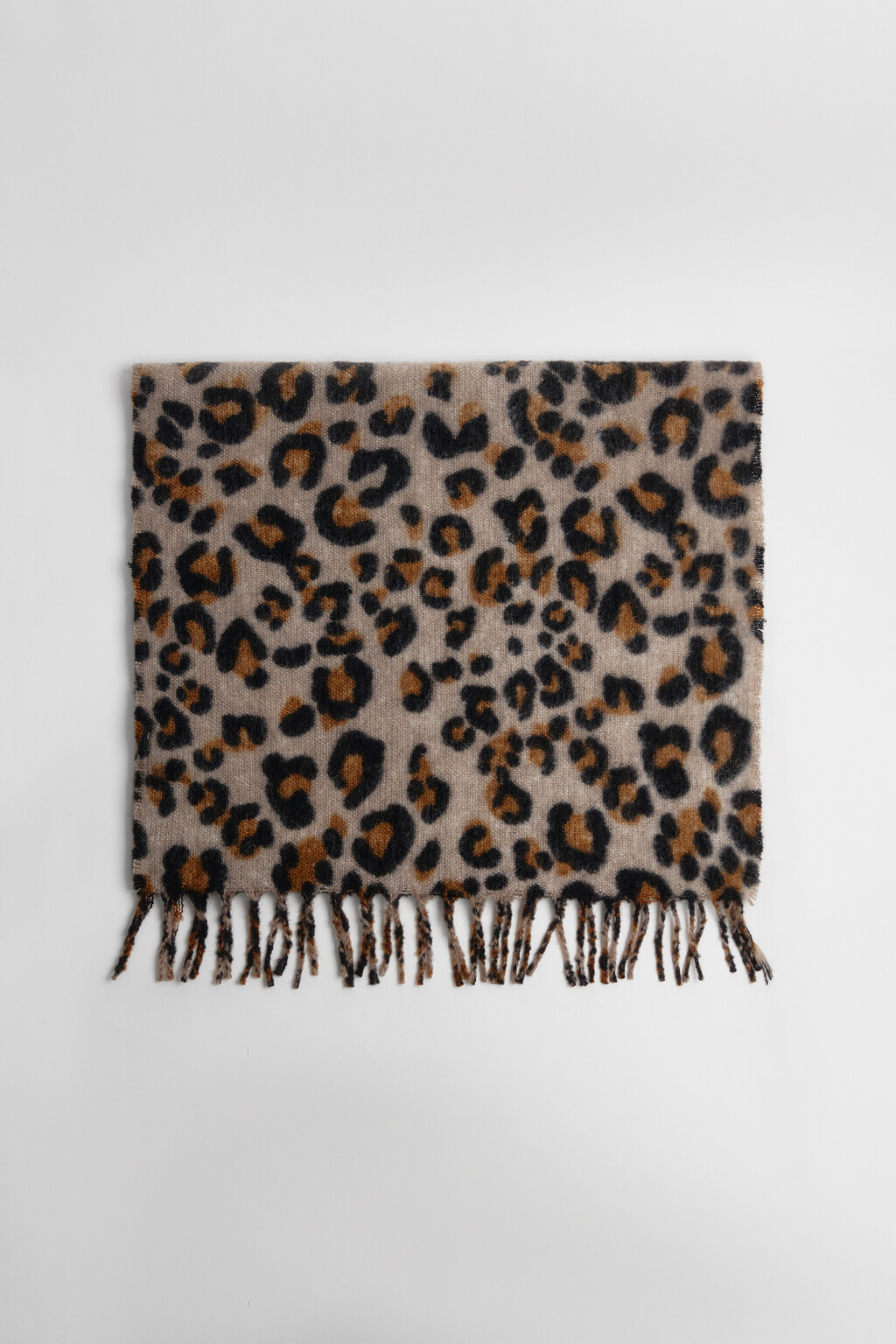 Шарф с бахромой и леопардовым принтом - цвет коричневый - 2